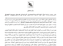 ماس يصدر دراسة حول الميزة النسبية للمحاصيل الزراعية في فلسطين وتوزيعها الجغرافي