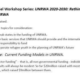 MAS Expert Panel Workshop Series: UNRWA 2020-2030: Rethinking the Financing of UNRWA