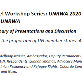 MAS Expert Panel Workshop Series: UNRWA 2020-2030: Rethinking the Financing of UNRWA Workshop 2