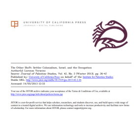 The Other Shift: Settler Colonialism, Israel, and the Occupation