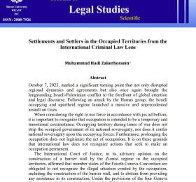 Settlements and Settlers in the Occupied Territories from the International Criminal Law Lens