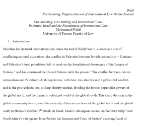 (Journal) Law Breaking, Law Making and International Law: Palestine, Israel and the Foundations of International Law