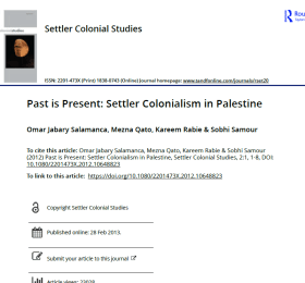 (Journal) Past is Present: Settler Colonialism in Palestine