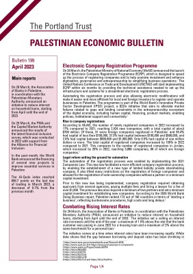 PALESTINIAN ECONOMIC BULLETIN - April 2023 - Bulletin 199