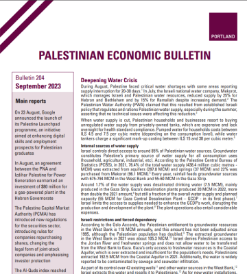 PALESTINIAN ECONOMIC BULLETIN - Bulletin 204 - September 2023