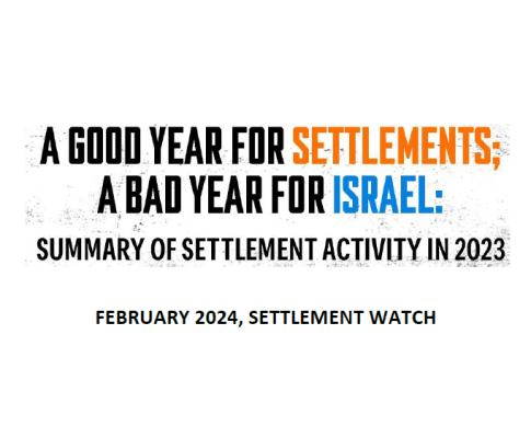 A Good Year for Settlements; A Bad Year for Israel: Summary of Settlement Activity in 2023