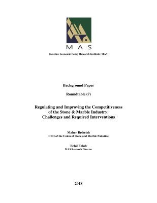 Regulating and Improving the Competitiveness of the Stone &amp; Marble Industry: Challenges and Required Interventions
