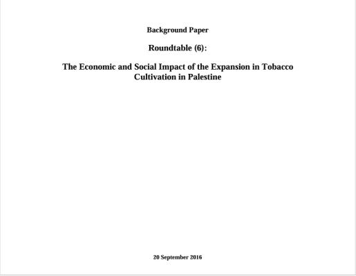 The Economic and Social Impact of the Expansion in Tobacco Cultivation in Palestine- Roundtable (6)